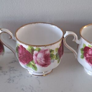 Royal Albert Old English Rose Cups (3) Made In England